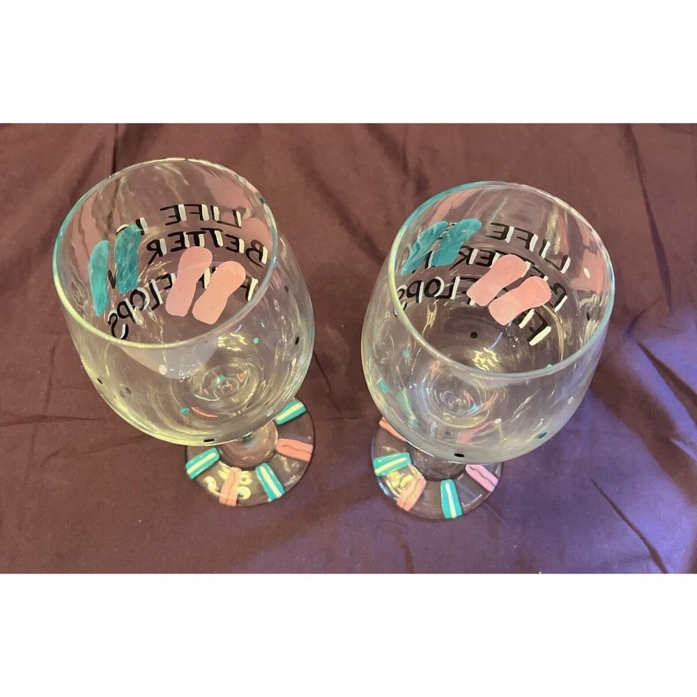 Custom Hand Painted Wine Glasses - set of 2
